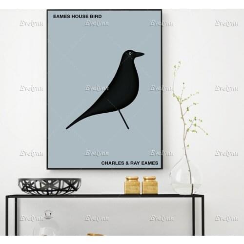 Architecture Vintage Print Bauhaus Black Bird Design Minimalist Poster Midcentury Wall Art Home Decor Canvas Floating Frame