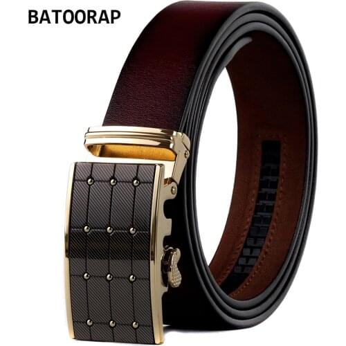 BATOORAP Mens Western Belts Genuine Leather Designer Waist Strap Belt Automatic Buckle Fashion Jeans Vintage Belt BA-FGZ003