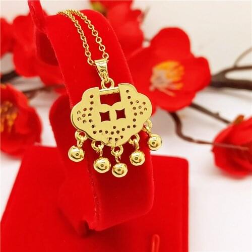 Lovely Padlock Children Girl Pendant Chain Yellow Gold Filled Traditional Fashion Jewelry Gift