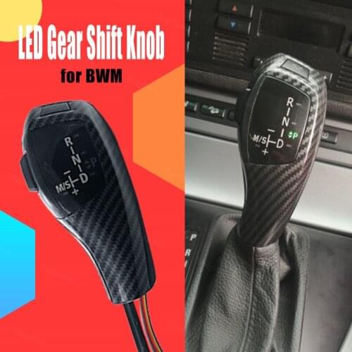Black car-styling Modified Replacement Led Gear Shift Knob Carbon Fiber Pattern For BMW 1 Series 2004-2010 E81 E87 E82 E88 LHD