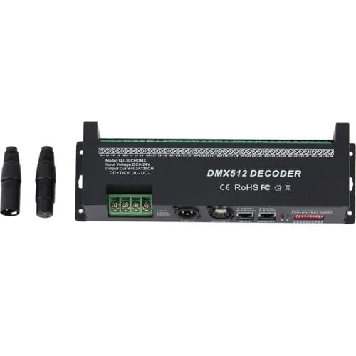 DMX 512 Decoder 30 Channels DMX RGB Controller Decorated LED Strip Lighting Dimmer DC 9V- 24 V Drivers Controllers