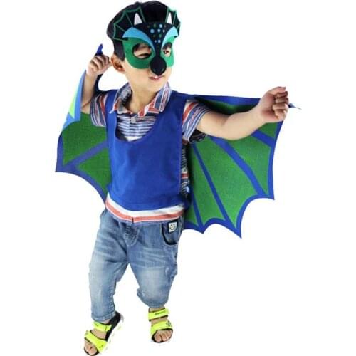 Halloween Children Cartoon Dinosaurs Wings Cloak+Face Cover Cosplay Performance Props Stage Costumes