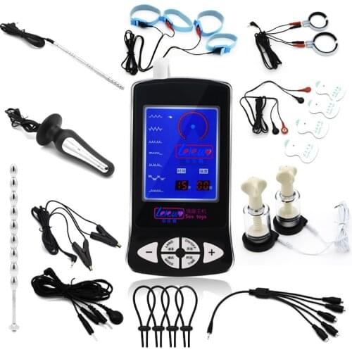 Electric Shock Pulse Anal Butt Plug Electrical Stimulation Therapy Massager Penis Plug Cock Ring Bdsm Nipple Clip/Pad SM Sex Toy