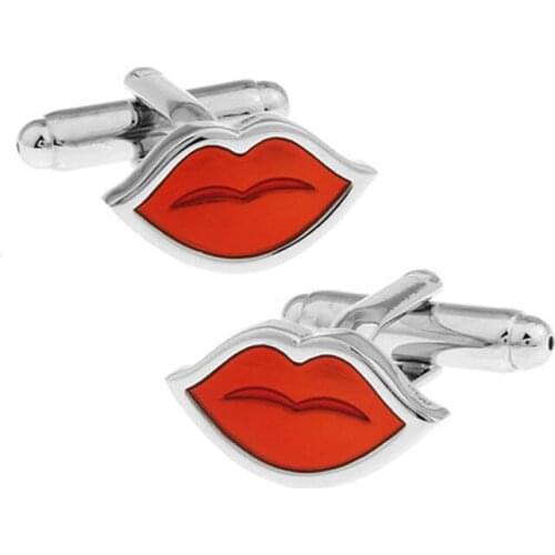 French Shirts Cuff Buttons Personality Red Lips Shape Novelty Cuff Links Fashion Mens and Womans Jewelry Gifts