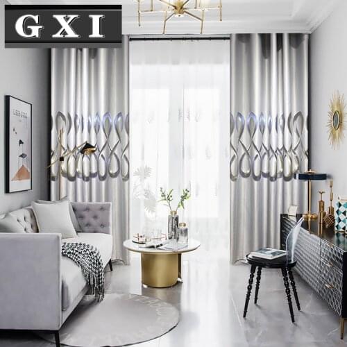 Geometric Modern Curtains For Living Room Embroidery Tulle Light Gray Luxury Hollow Window Treatments Screen Custom Size