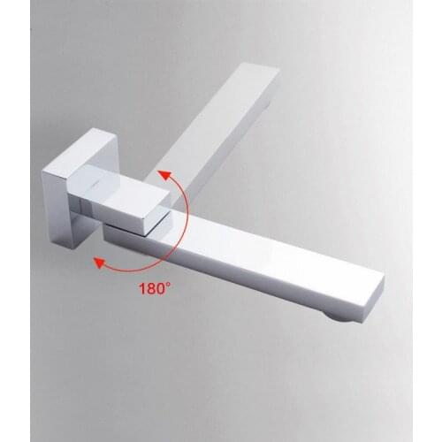 Solid Brass Chrome Shower Spout Wall Outlet Wall Mounted Bath tub 180 degree Folding Shower Faucet Spout Filler 05-066