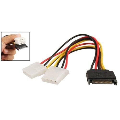 IMC Hot Sale! Black Sata 15 Pin Male to Female 4 Pin IDE Adapter Power Cable Cord