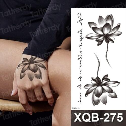 Fake flower tattoo lotus rose peonies flowers snake tattoo sexy body art on hand armband sleeve tatoo fake black henna paste