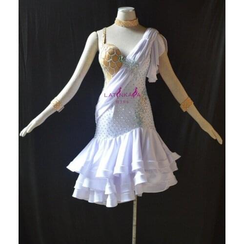 KAKA-L1564,Whte Women Dance Wear,Girls Fringe Latin Dress,Salsa Dress Tango Samba Rumba Chacha Dress,Dance Latin dress