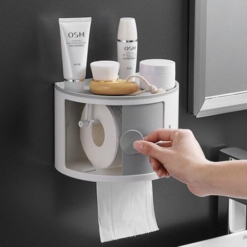 OUSUWO Napkin Holder Wall Mounted Tissue Box Towel Sets Bathroom Roll Paper Holder Waterproof Tissue Box Dispenser
