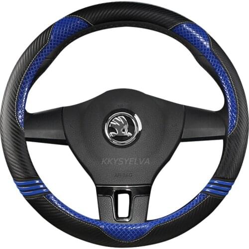 Leather Car Steering Wheel Cover for Skoda Superb 1 2 3 KODIAQ / KODIAQ GT Auto Accessories