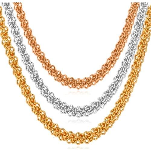 Kpop Twisted Necklace For Men yellow Gold/Silver Color Jewelry Chain Fashion Jewelry High Quality Vintage N614