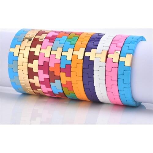 KSRA 2020 Fashion Jewelry Bohemian tile Bracelet Enamel Stretch Charm Bracelets For Women Female Gifts