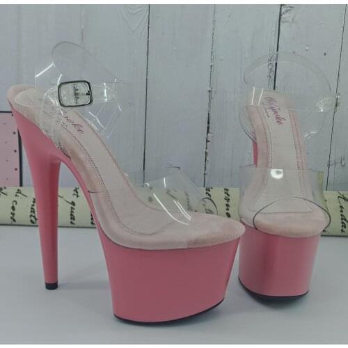 Leecabe Pink painting 17CM/7Inch Womens Platform Sandals party High Heels Shoes Pole Dancing Shoes