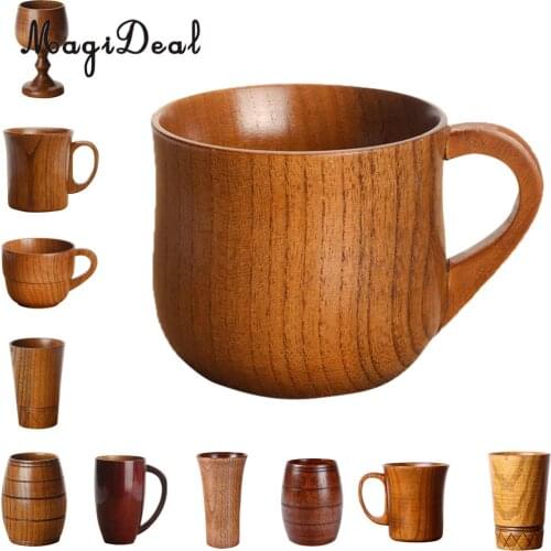 MagiDeal 11 Styles Jujube Wooden Handmade Water Coffee Mug Cup Tea Beer Juice Milk Mugs Drink Cups- Gift
