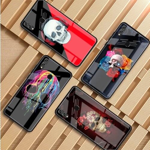 Fashion Cool Skull Art Tempered Glass Phone Case For Huawei P20 P30 P40 P40 Lite Pro Psmart Mate 20 30 Cover Shell
