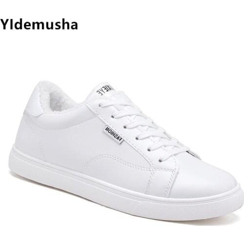 Winter Mens Shoes 2020 Fashion PU Sneakers New White Warm Plush Shoes For Men Non-slip Casual Shoes Men Outdoor Running Shoes