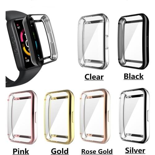 TPU Soft Full Screen Glass Protector Case Shell Edge Frame For Huawei Honor Band 6 Smartband Band6 Protective Bumper Cover