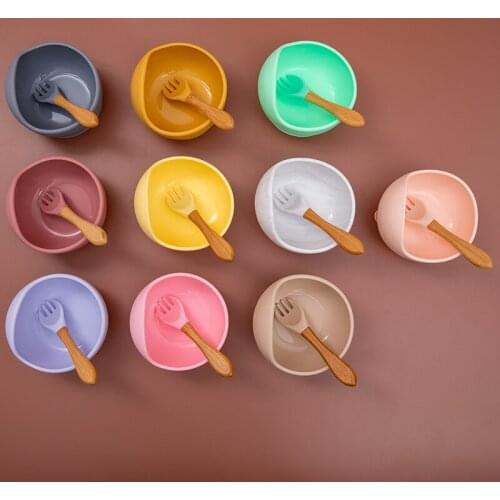 Baby Silicone Bowl Tableware Feeding Set Kids Dishes Waterproof Spoon Non Slip Feedings Silicone Bowl Tableware Baby Tableware