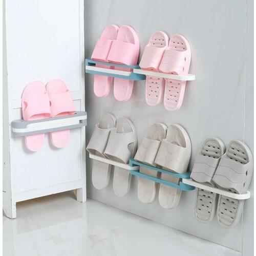 Wall Mounted Shoe Holder Organizer Folding Shoe Storage Rack Hanging Shelf One Change Into Three Bathroom Organizer
