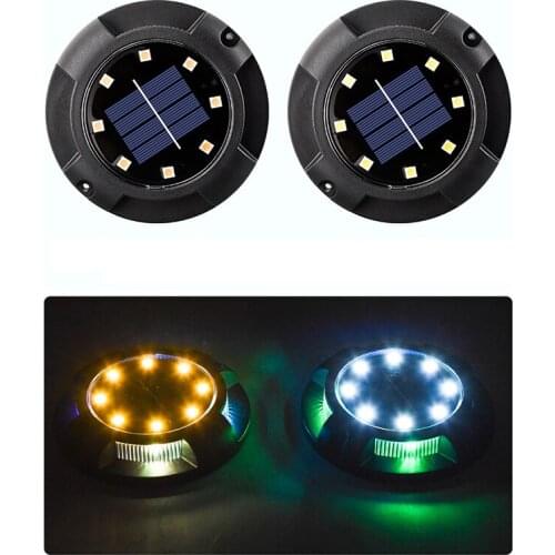 Solar Ground Lights, Disk Lights Solar Powered Waterproof In-Ground Lights for Garden, Lawn, Deck, Yard