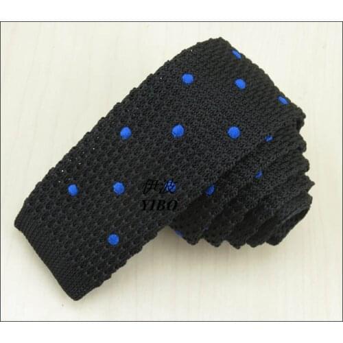 2015 the latest mens clothing knitted tie blue black dot design retro fashion accessories