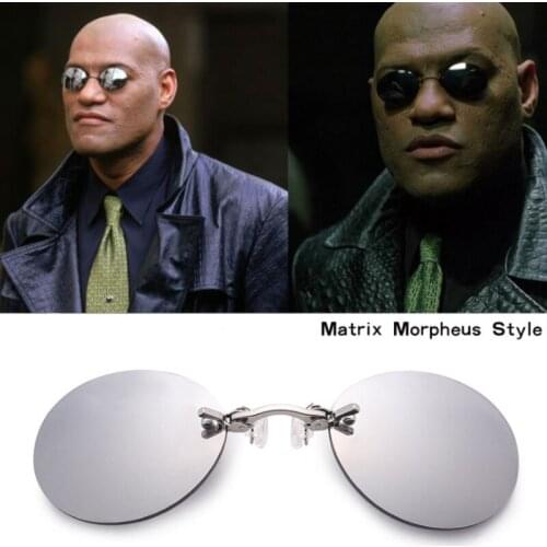 2021 new rimless clip nose sunglasses metal small round frame Mini mens and womens glasses