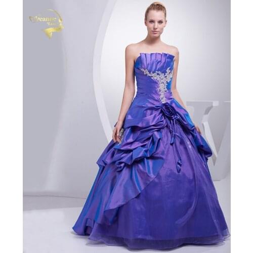 New Arrival A Line Ball Gown Beading Applique Taffeta 2020 Quinceanera Dresses 15 Years Purple Vestidos De Quinceanera OQ4508