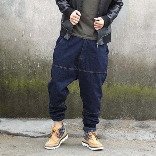 New Mens Plus Size Jeans Autumn Loose Harem Cross Big Size 30 40 44 46 Haroun jeans trousers Man Bottoms 2017