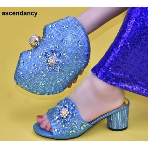 The new product is matched with the party Italian womens shoes with the latest design rhinestone wedding party shoes