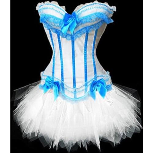 Girls Satin Lace Trim Overbust Corset Dancer Showgirl Barlesque Corsets and Bustiers Lingerie Tops Waist Cincher TuTu 068
