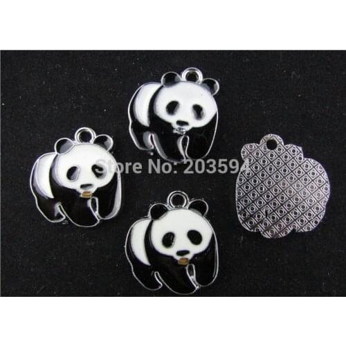 AE217 20pcs Mixed Enamel Panda Charms Pendants for Bracelet Charm 25X22MM