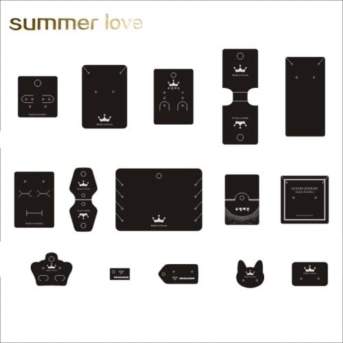 Custom Pressed Black Paper Card Hair Accessories Necklace Earrings Display Cards Jewelry Tag Holder Logo/Shape/Size