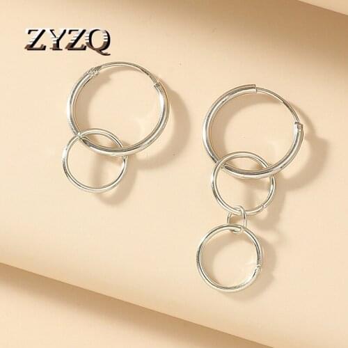 ZYZQ Fashion Dangle Earrings For Women Charm Geometric Pendant Long Drop Earring Hip Hop Style Thick Link Chain Jewelry Gift