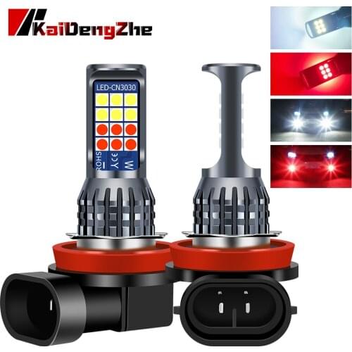 24v led White&Red Integrated Led Fog lights Car H8 H11 H9 led 3030 24SMD Fog Lamp Daytime Running Light Bulb car accesories