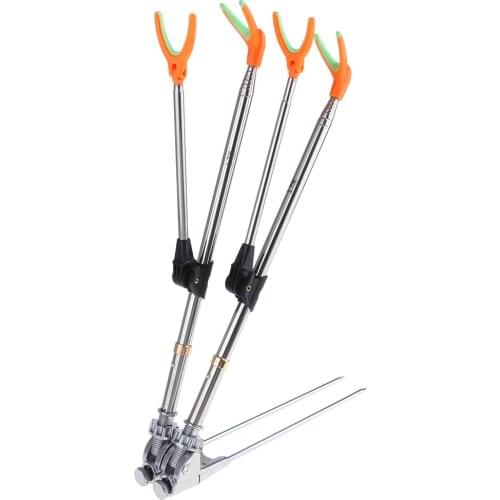 Telescopic Stainless Steel Fishing Tackle Dual Rod Rests Rack Fishing Rod Holder Bracket