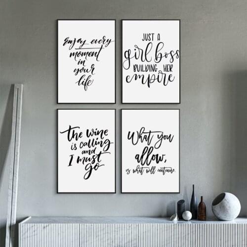 Inspiring Life Quotes Wall Art Posters and Prints Modern Black White Minimalist Canvas Painting Living Room Home Decoration