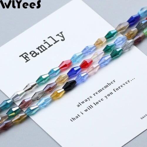 WLYeeS 4*8mm Long Bicone Austrian crystal beads 100pcs cone Multicolor glass Loose beads Jewelry Necklace Accessories making DIY