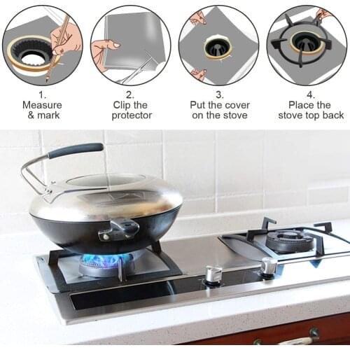 Gas Stove Protector 4/6/8 pcs/set Cooker cover liner Clean Mat Pad Kitchen Gas Stove Stovetop Protector Kitchen Accessories