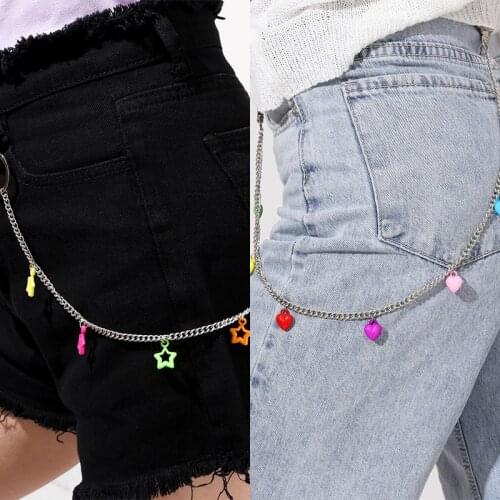 Aprilwell Cute Star Heart Cross body Harness Waist Chain For Women 2021 Fashion Y2k Tassel Jewelry Silver Color Accessories