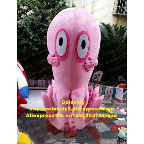 Lively Pink Octopus Devilfish Octopi Inkfish Cuttlefish Sepia Calamary Squid Mascot Costume Cartoon Character Round Eyes ZZ1649