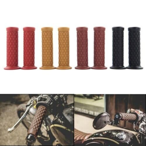 1pair Motorcycle 7/8'' 22MM Universal Retro Hand Grips Handlebar Soft Rubber Bar End