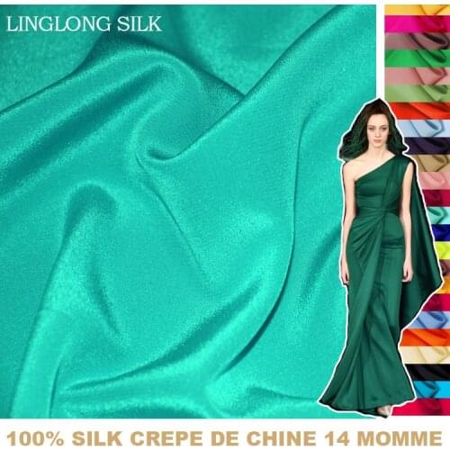 100% SILK CREPE DE CHINE 114cm width 14momme Pure Mulberry soft Silk Fabric/for Crafts and Wedding Dress Fabric 1 meter 31-60