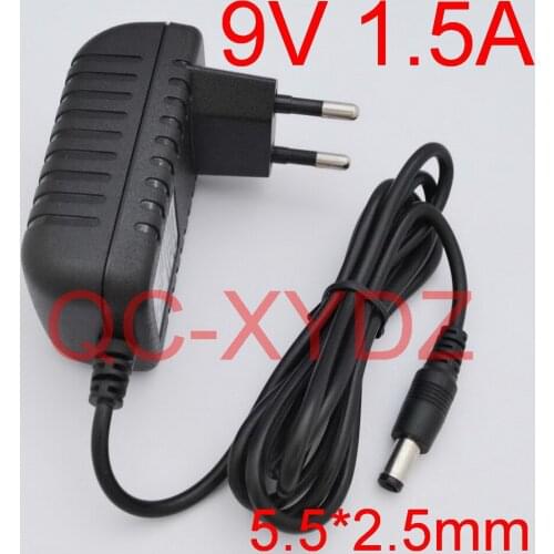 100PCS High quality DC 9V 1.5A IC program AC 100V-240V Converter Switching power adapter 1500mA Supply EU Plug DC 5.5mm x 2.5mm