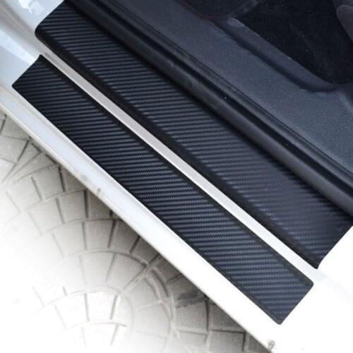 4 PCS Universal Car Styling Sticker 3D Carbon Fiber Door Protector Sill Scuff Car Door Plate Car Stickers