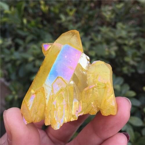 50g Aura Crystal Cluster Angel Aura Titanium Quartz Crystal Stunning Rainbow Specimen Minerals Reiki Healing Chakra Home