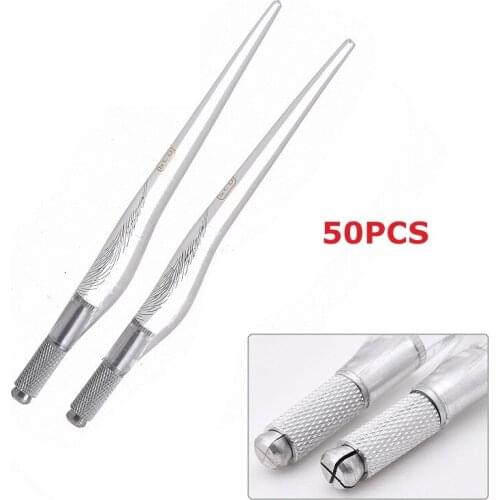 50pcs stainless steel permanent makeup manual tattoo microblading pen Manual Crystal Acrylic Tattoo Pen