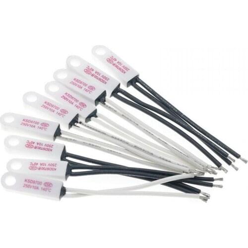 50PCS Thermostat KSD9700 40C 45C 50C 55C 60C 65C 10A-Ceramics Temperature Switch N/O Thermal Protector degree centigrade