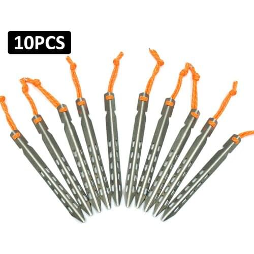 6/10pcs Titanium Tent Peg V Shape Titanium Spike Windproof Outdoor Camping Titanium Tent Nail Accessories Titanium Tent Stake