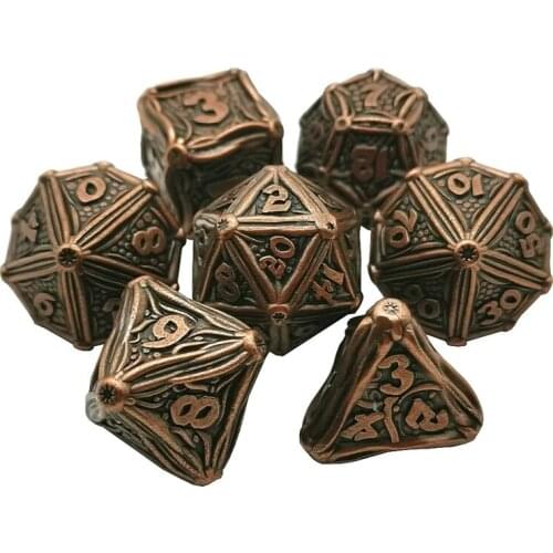 7pcs Heavy Duty Metal Dice Set Solid Polyhedral RPG Role Playing Game Dice Set N0PC
